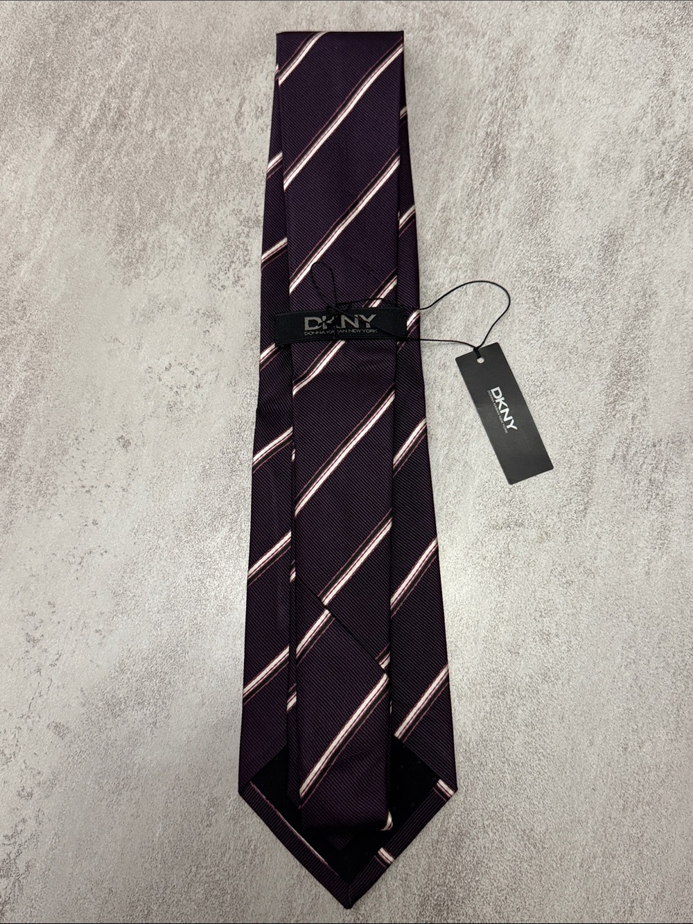 DKNY Men's Deep Purple Diagonal Stripe Silk Tie